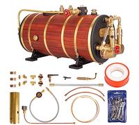 KACIO WS100XL 1000ML Copper Horizontal Steam Boiler With Thermal Insulation Layer Double Combustion Tube Steam Generator For Single/Twin/Triple Cylinder Engine Model Ship Enthusiasts