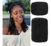 Kackanaa 12 Inch Afro Kinky Curly Human Hair Bulks for Dreadlock Extensions 1 Pack Marley Twist Hair Bulk for Mini Twist Repair Locs Springy Afro Twist Human Hair Bulk, 30g /Pack