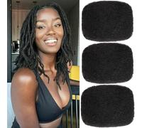 Kackanaa 14 Inch Afro Kinky Curly Human Hair Bulk for Dreadlock Extensions 3 Packs Marley Twist Hair Bulks for Mini Twist Repair Locs Springy Afro Twist Human Hair Bulk, 30g /Pack