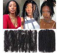 Kackanaa 16 Inch Afro Kinky Curly Braiding Hair for Dreadlock Extensions - 3 Packs Black Marley Twist Bulk for Mini Twist Repair Locs Springy Afro Hair, 30g/Pack