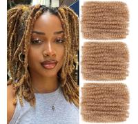 Kackanaa 16 Inch Afro Kinky Hair Bulk for Braiding, Dreadlock Extensions 3 Packs Blonde Marley Twist Hair Bulk for Repair Locs Mini Twist Springy Kinky Bulk Hair Extensions, 30g /Pack