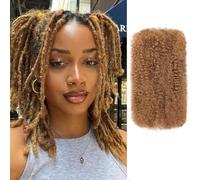 Kackanaa 16 Inch Dark Ginger Afro Kinky Curly Human Hair Bulk for Dreadlock Extensions 1 Pack Marley Twist Hair Bulk for Mini Twist Repair Locs Springy Afro Twist Human Hair Bulk, 30g /Pack