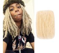 Kackanaa 16 Inch Springy Afro Kinky Curly Bulk for Dreadlock Extensions 1 Pack Marley Twist Braiding Hair Bulk for Mini Twist Repair Locs Blonde Springy Afro Twist Hair Bulk, 30g /Pack