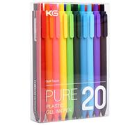 Kaco PURE Colored Gel Pens 0.5mm 20 Pieces Set Colorful Multi-color Ink Fine Point Comfort Grip Quick Drying Pens for Journaling Note Taking