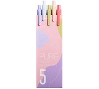 Kaco Soft Touch Retractable Gel Ink Pens, Morandi II Colored Ink Refills 0.5mm Extra Fine Point 5-Pack