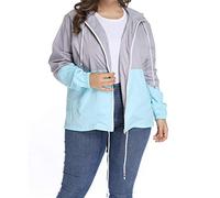 kacocob Women's Plus Size Rain Jacket Lightweight Hooded Rain Coat Windbreaker, Blue, XXL
