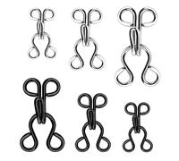 KACOLA Hook and Eye for Sewing, Bra Hooks Replacement, Hooks and Eyes Clasps for Clothing, Sewing DIY Craft, Gun Black&silver, Large