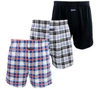 Kacouni 3 Pairs Men's Boxer Briefs Cotton Loose, Knitted Fabric, 100% Cotton, Soft, Comfortable and Breathable Size M - 3XL, 3x Mix02(Black/Red Plaid), XXL