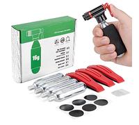 Kadacha CO2 Inflator Kit with 5 X 16g CO2 Threaded Cartridges- Presta & Schrader Valve Compatible -Portable CO2 Bike Tire Pump Come with Glueles Repair Kit for Road & Mountain Bike