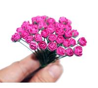KADADSA 45 pcs Tiny Artificial Roses Mixed Pink Shade Mulberry Paper Flower Flower Wedding Scrapbooking (Pink 0.25-in/0.5-cm.)