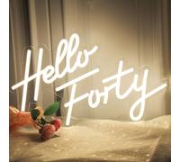 KADAFAGO Hello Forty Neon Sign 40th Birthday Party Decorations Neon Signs Hallo Forty Party Favors LED Neon Lights Gift for Him/Her