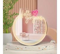 KADAFAGO Hello Gorgeous Neon Sign Neon Sign Light Home Decor Light up Mirror Wall Decor Led Sigs Personalized Gifts For Wall Decoration Party Birthday Engagement Party Wedding Decor