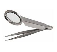 Kadagg Portable Multifunctional Magnifying Glass Tweezer Hand-held Magnifying Glass with Precision Tweezer Loupe Repair Tools Stainless Steel