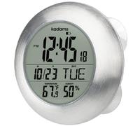 KADAMS Bathroom Shower Digital Wall Clock Large LCD Screen - Kitchen Clock - Water Resistant Timer - Seconds Counter - Temperature & Humidity Display - Multiple Mounting Options, Silver