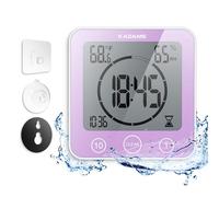 KADAMS Digital Bathroom Shower Kitchen Clock Timer with Alarm Waterproof for Water Splashes Visual Countdown Timer Time Management Tool Indoor Temperature Humidity- Purple
