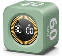 KADAMS Pomodoro Timer - Visual Cube with 5/10/30/60 Min Presets, LED Countdown Ring & Count Up Mode, Silent Flip Productivity Timer for Study, Classroom, Office, Cooking