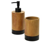 Kadax 2 Piece Bathroom Set, Soap Dispenser And Tumbler In Wood Effect Bathroom Accessories For Toilet
