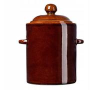 Kadax 5L Stoneware Pot, Dense Ceramic Pot With Lid, Dishwasher Safe Stoneware Pot, Cucumbers And Sauerkraut (Brown)