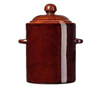 KADAX 5L Stoneware Pot, Dense Ceramic Pot with Lid, Dishwasher Safe Stoneware Pot, Handmade Ceramic Fermentation Pot, Insert Pot for Cucumbers and Sauerkraut (Brown)