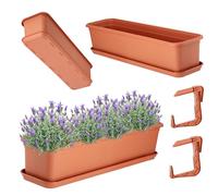 KADAX 60 cm planter with saucer and stand terracotta balcony planter plastic planter for indoor and outdoor balcony flower pot