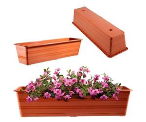 KADAX 60cm Terracotta Flower Pot Plastic Balcony Pot Weatherproof Plant Container Flower Pot Balcony Planter and Herb Railing