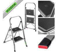 KADAX Aluminium Step Ladder, Folding Safety Ladder with 2 Steps, Non-Slip Legs, Max Load 150 kg, Ideal for Home and Garden