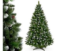 Kadax Artificial Christmas Tree 6Ft, Green Pine Tree With Frosted Branches, Natural Cones And Diamond Crystals 180 Cm