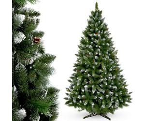 Kadax Artificial Christmas Tree 6Ft, Green Pine Tree With Frosted Branches, Natural Cones And Diamond Crystals 180 Cm