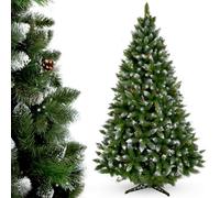 Kadax Artificial Christmas Tree 7Ft, Green Pine Tree With Frosted Branches, Natural Cones And Diamond Crystals 220 Cm