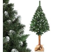 Kadax Artificial Christmas Tree 7Ft, Snow Flocked Xmas Tree On Natural Pine Trunk 220 Cm