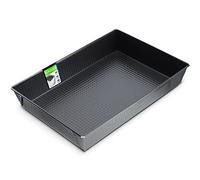 KADAX Baking Tray, Non-Stick Baking Pan with High Edges, Rectangular Baking Tin with Non-Stick Coating, Metal Baking Tray for Cakes, Biscuits, Lasagne (36 x 25.5 cm, Black)