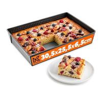 KADAX Baking Tray, Non-Stick Baking Pan with High Edges, Rectangular Baking Tin with Non-Stick Coating, Metal Baking Tray for Cakes, Biscuits, Lasagne (30.5 x 25.5 cm, Black)