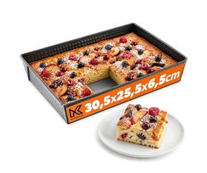 KADAX Baking Tray, Non-Stick Baking Pan with High Edges, Rectangular Baking Tin with Non-Stick Coating, Metal Baking Tray for Cakes, Biscuits, Lasagne (30.5 x 25.5 cm, Black)