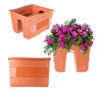 Kadax Balcony Railing Pot With Double-Sided Adjustable Handle, 30 X 28 X 20 Cm, Railing Mounting Pot, Balcony Flower Box (Terra)