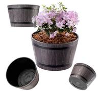 Kadax Barrel Planter, Plastic Plant Pot For Indoor And Outdoor Use, Weatherproof Rustic Flower Pot, Round (30Cm, Dark Brown)