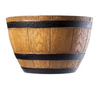 Kadax Barrel Planter, Plastic Plant Pot For Indoor And Outdoor Use, Weatherproof Rustic Flower Pot, Round (33 Cm, Light Brown)