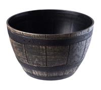 Kadax Barrel Planter, Plastic Plant Pot For Indoor And Outdoor Use, Weatherproof Rustic Flower Pot, Round Planter (33 Cm, Beige)