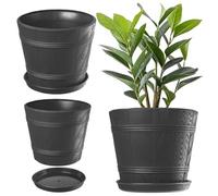 Kadax Barrel Planter, Plastic Plant Pot With Saucer For Indoor And Outdoor Use (Wood-Inspired Design, Diameter 19, Graphite)