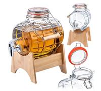 KADAX Barrel with Tap, Glass Beverage Dispenser, 1-3,8L, Barrel with Tap, Alcohol Dispenser for Whisky, Brandy, Juices, Lemonade, Wine Barrel, Glass Barrel, drinks dispenser glass, Whisky Barrel (3L)