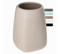 KADAX Bathroom Tumbler 8 x 11 cm, Ceramic Toothbrush Holder, Versatile Matte Cup for Toothpaste, Razor and Toiletries, Compact Organiser (Beige)