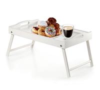 KADAX Bed Table, Breakfast Tray Made of Pine Wood, 19 x 30 x 50 cm Serving Tray, Folding Bed Tray, Food Tray for Breakfast in Bed, Side Table (White)