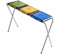 Kadax Bin Bag Stand, Metal Garbage Bag Holder With Plastic Lid, Tall Rubbish Bag Stand For Waste Separation (Triple)