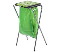 KADAX Bin Bag Stand, Metal Garbage Bag Holder with Plastic Lid, Tall Rubbish Bag Stand for Waste Separation, Outdoor Trash Bag Holder (Single, Green)
