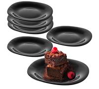 KADAX Black Dessert Plates, Dishwasher Safe Plate Set, Reinforced Glass Cake Plates, Modern Breakfast Plates, Dinner Plates for Cakes(Black/6pcs)