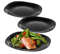 KADAX Black Dinner Plates, Dishwasher Plate Set, Reinforced Glass Dinner Plates, Modern Tableware for Home and Restaurant (Black/3 Pieces)