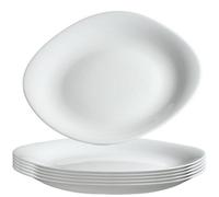 Kadax Black Dinner Plates, Dishwasher Plate Set, Reinforced Glass Dinner Plates (White, 6 Pieces)