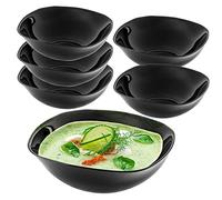 KADAX Black Glass Bowl, Elegant Tableware for Soup and Cereal, Square Serving Bowl for Salad and Fruit, Dishwasher-Safe Bowl (19 cm, Set of 6)