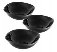 Kadax Black Glass Bowl, Elegant Tableware For Soup And Cereal, Square Serving Bowl For Salad And Fruit (Black, Pack Of 3)