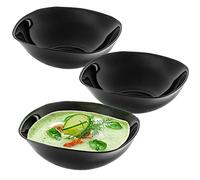 KADAX Black Glass Bowl, Elegant Tableware for Soup and Cereal, Square Serving Bowl for Salad and Fruit, Dishwasher-Safe Bowl (19 cm, Set of 3)