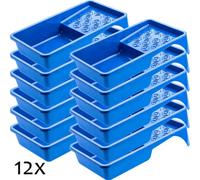 Kadax Black Painting Tray, 29.5 X 15.5 Cm, Plastic Paint Tray, Rectangular Paint Tray With Small Handle, Painting (12, Blue)